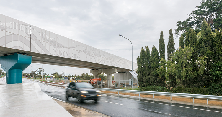 Image of elevated rail bridge.